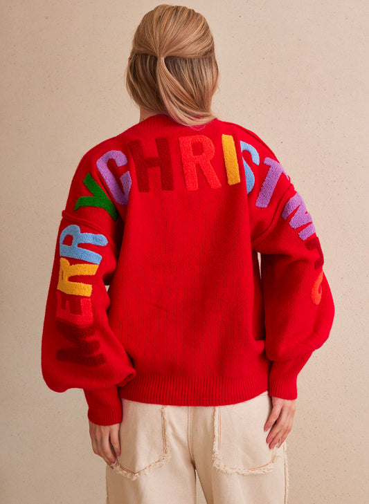 Oversize Christmas Sweater With Lettering