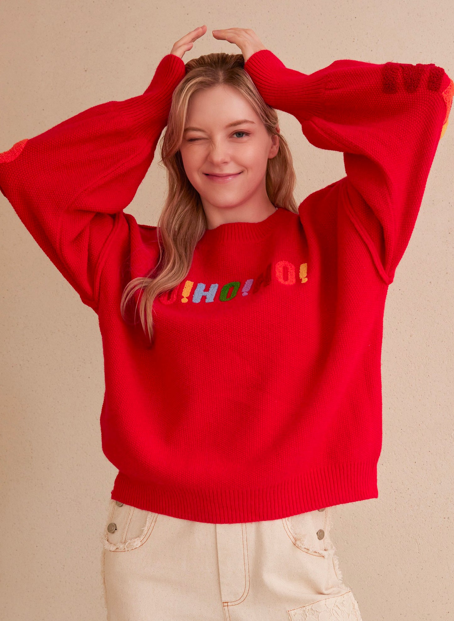 Oversize Christmas Sweater With Lettering