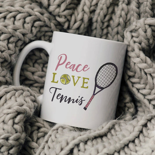 Canary Road Peace Love Tennis Mug - 11oz available at The Good Life Boutique