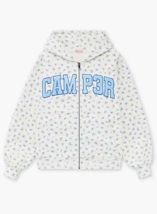 Periwinkle Zip-Up Hoodie -  Light Grey