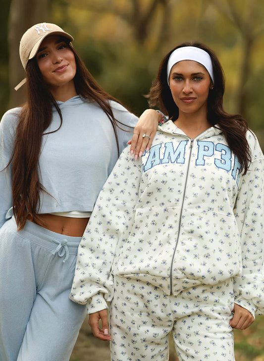 Periwinkle Zip-Up Hoodie -  Light Grey