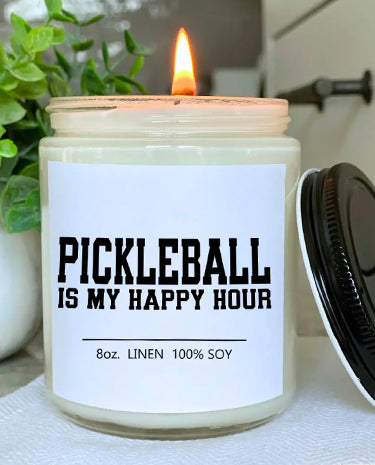 PickleBall Is My Happy Hour Candle - Sandlewood
