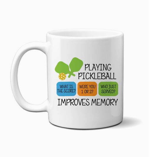 Canary Road Pickleball Improves Memory Mug - 11oz available at The Good Life Boutique