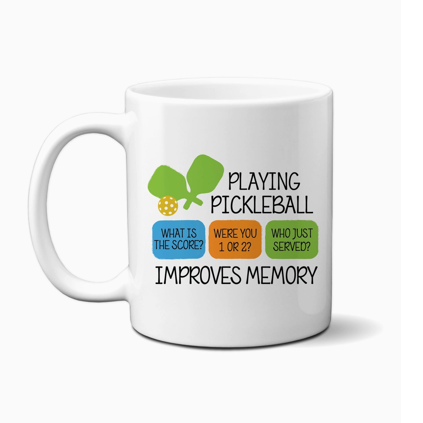 Canary Road Pickleball Improves Memory Mug - 11oz available at The Good Life Boutique