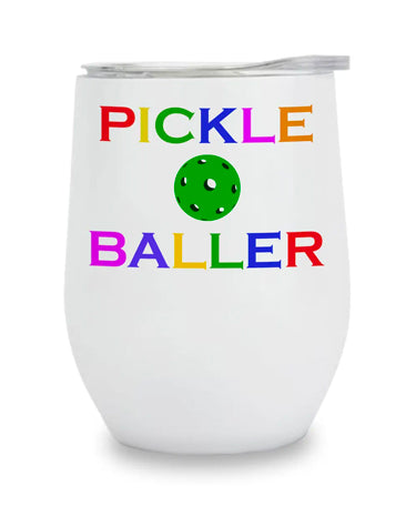 Insulated Wine Tumbler - Pickleballer Rainbow
