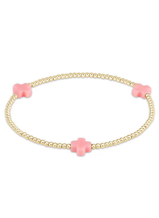 enewton design Enewton - Signature Cross Gold Pattern 2mm Bead Bracelet - Pink available at The Good Life Boutique