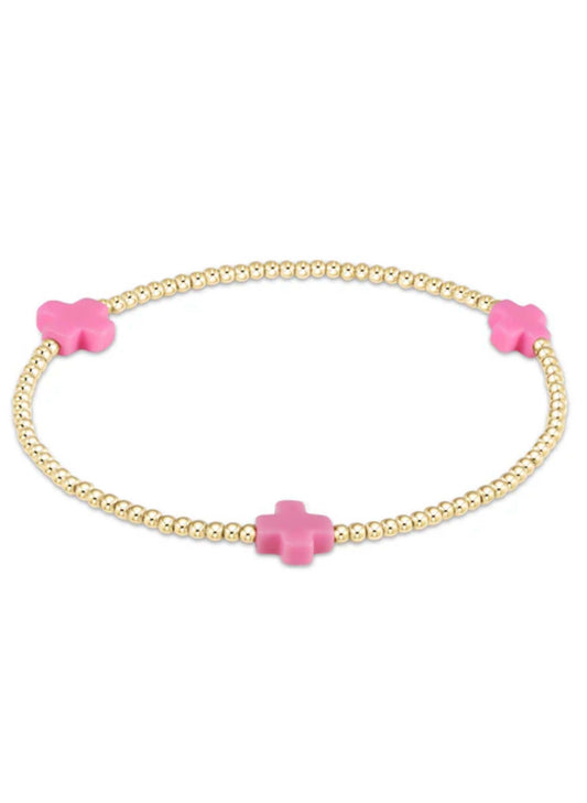 enewton design Enewton - Signature Cross Gold Pattern 2mm Bead Bracelet - Bright Pink available at The Good Life Boutique