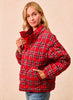 Christmas Theme Quilting Plaid Buttoned Top - Multi Red