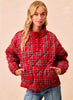 Christmas Theme Quilting Plaid Buttoned Top - Multi Red
