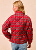 Christmas Theme Quilting Plaid Buttoned Top - Multi Red