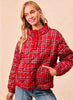 Christmas Theme Quilting Plaid Buttoned Top - Multi Red