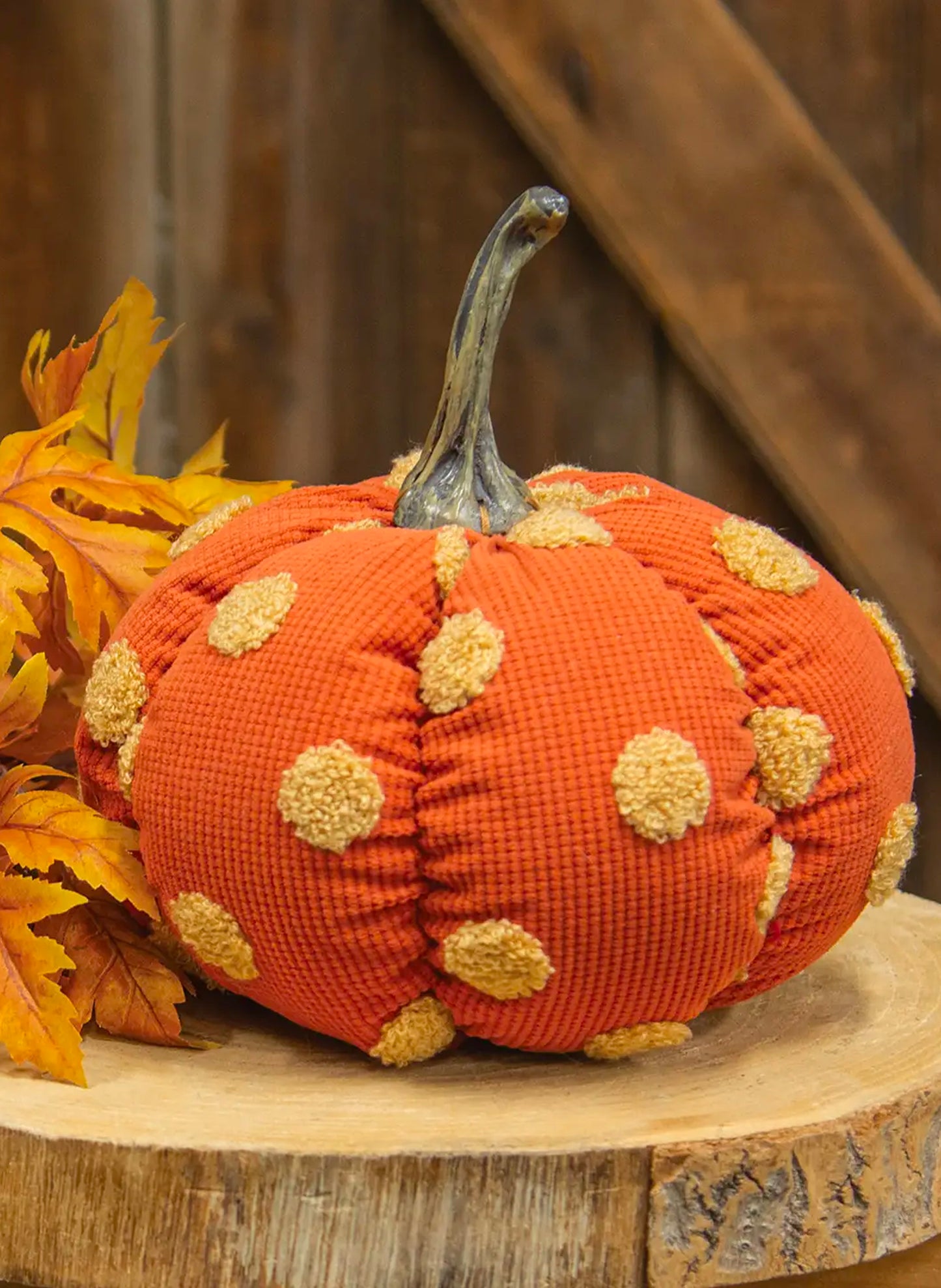Bright Ideas Orange Plush Polka Dot Pumpkin available at The Good Life Boutique