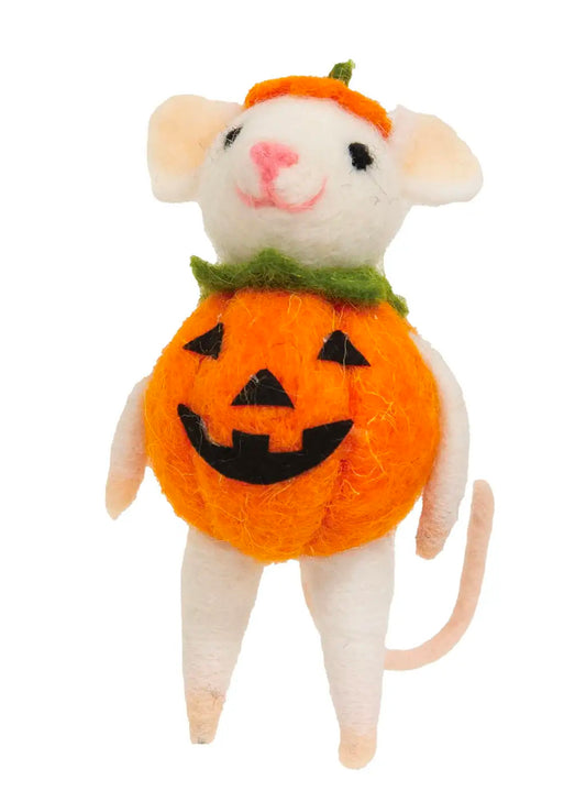Bright Ideas Felted Halloween Pumpkin Mouse Ornement available at The Good Life Boutique
