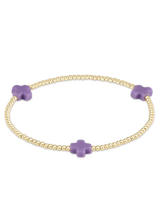 enewton design Enewton - Signature Cross Gold Pattern 2mm Bead Bracelet - Purple available at The Good Life Boutique