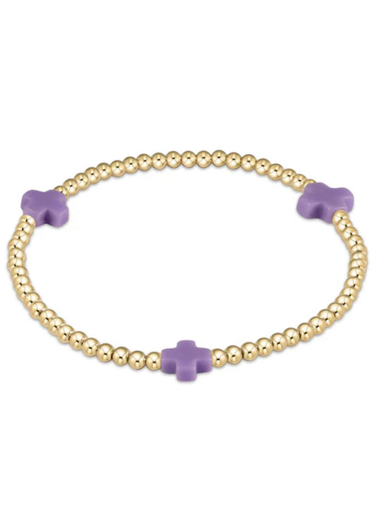 enewton design Enewton - Signature Cross Gold Pattern 3mm Bead Bracelet - Purple available at The Good Life Boutique