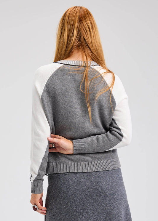 Zaket & Plover Zaket & Plover - Panelled Cardi - Cloud available at The Good Life Boutique