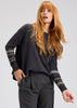 Zaket & Plover Zaket & Plover - Patterned Back Sweater - Charcoal available at The Good Life Boutique