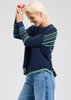 Zaket & Plover Zaket & Plover - Patterned Back Sweater - Dk Denim available at The Good Life Boutique