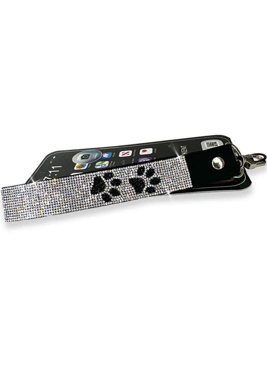 JacquelineKent Jacqueline Kent - Phone Wrist Lanyard - Paw Silver Black available at The Good Life Boutique