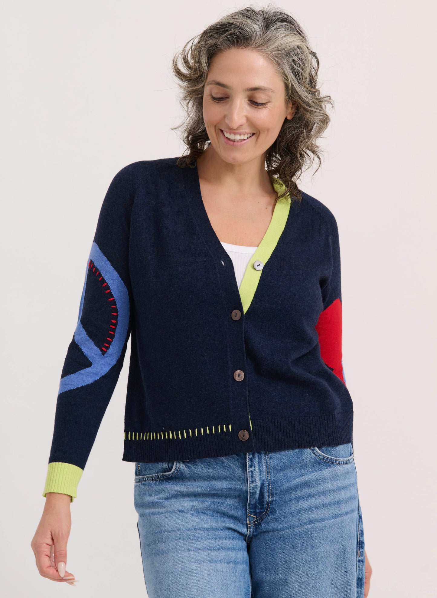 Zaket & Plover Zaket & Plover - Peace Please Cardi - Denim available at The Good Life Boutique