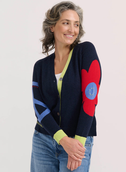 Zaket & Plover Zaket & Plover - Peace Please Cardi - Denim available at The Good Life Boutique