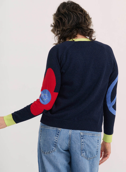 Zaket & Plover Zaket & Plover - Peace Please Cardi - Denim available at The Good Life Boutique