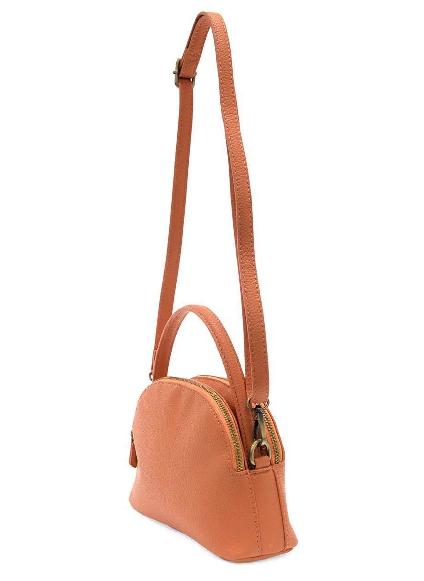Joy Accessories Peach Larissa Double Zip Dome Crossbody available at The Good Life Boutique