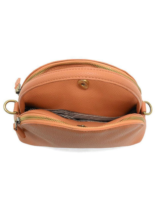 Joy Accessories Peach Larissa Double Zip Dome Crossbody available at The Good Life Boutique