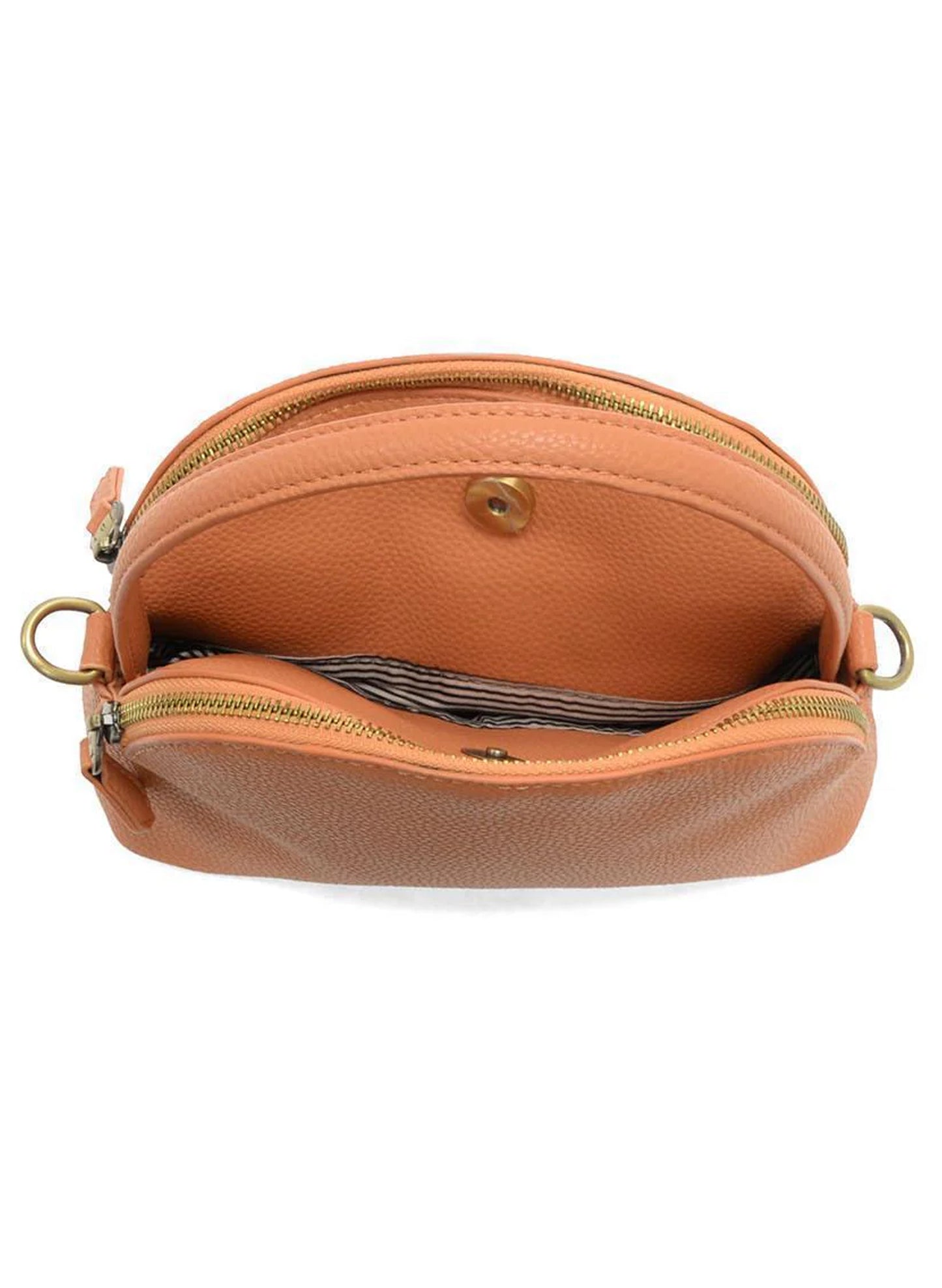 Joy Accessories Peach Larissa Double Zip Dome Crossbody available at The Good Life Boutique