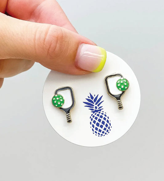 Prep Obsessed Wholesale Pickleball Signature Enamel Stud Earrings available at The Good Life Boutique