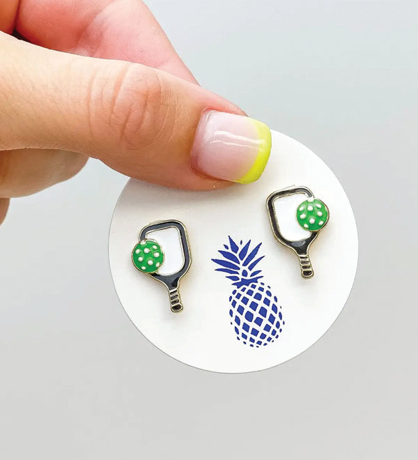 Prep Obsessed Wholesale Pickleball Signature Enamel Stud Earrings available at The Good Life Boutique