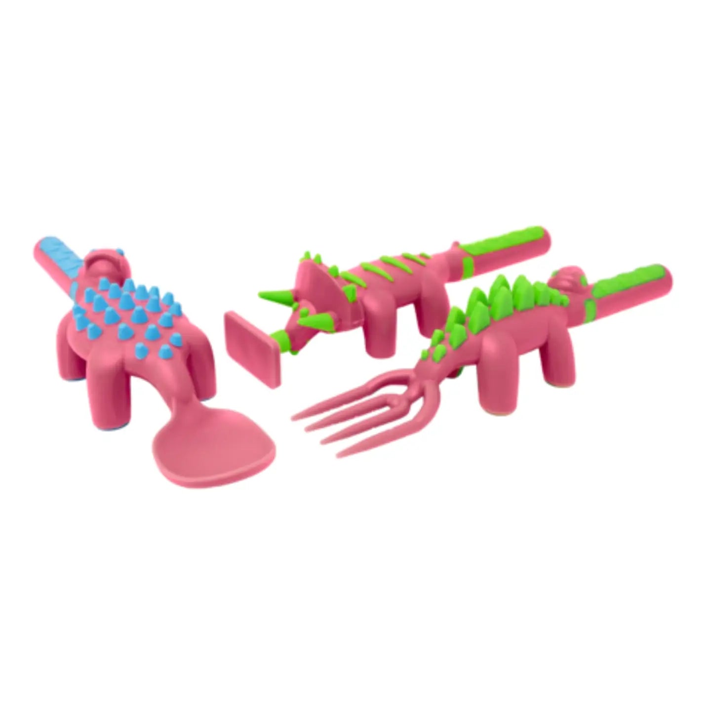 Constructive Eating Constructive Eating - Set of 3 Dino Utensils - Pink available at The Good Life Boutique