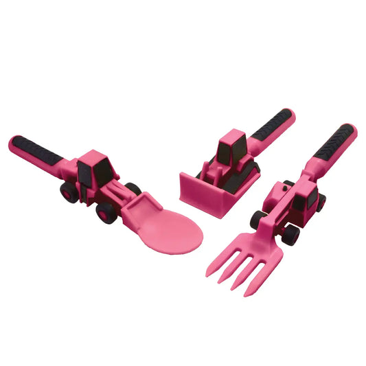 Constructive Eating Constructive Eating - Set of 3 Construction Utensils - Pink available at The Good Life Boutique