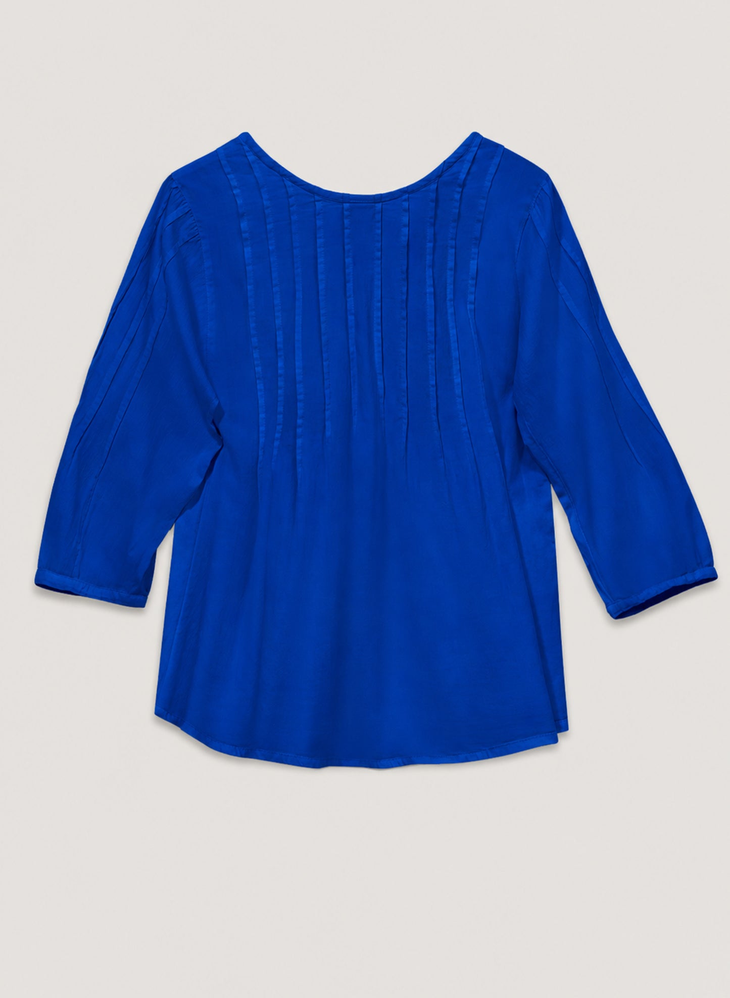 Pintucked Long Sleeve Top - Real Blue