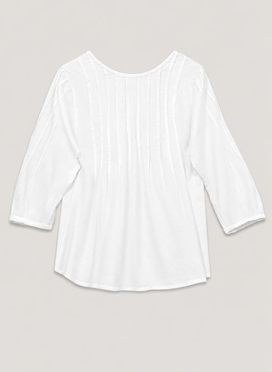 Maya Jones Clothing Maya Jones - Pintucked Long Sleeve Top - White available at The Good Life Boutique