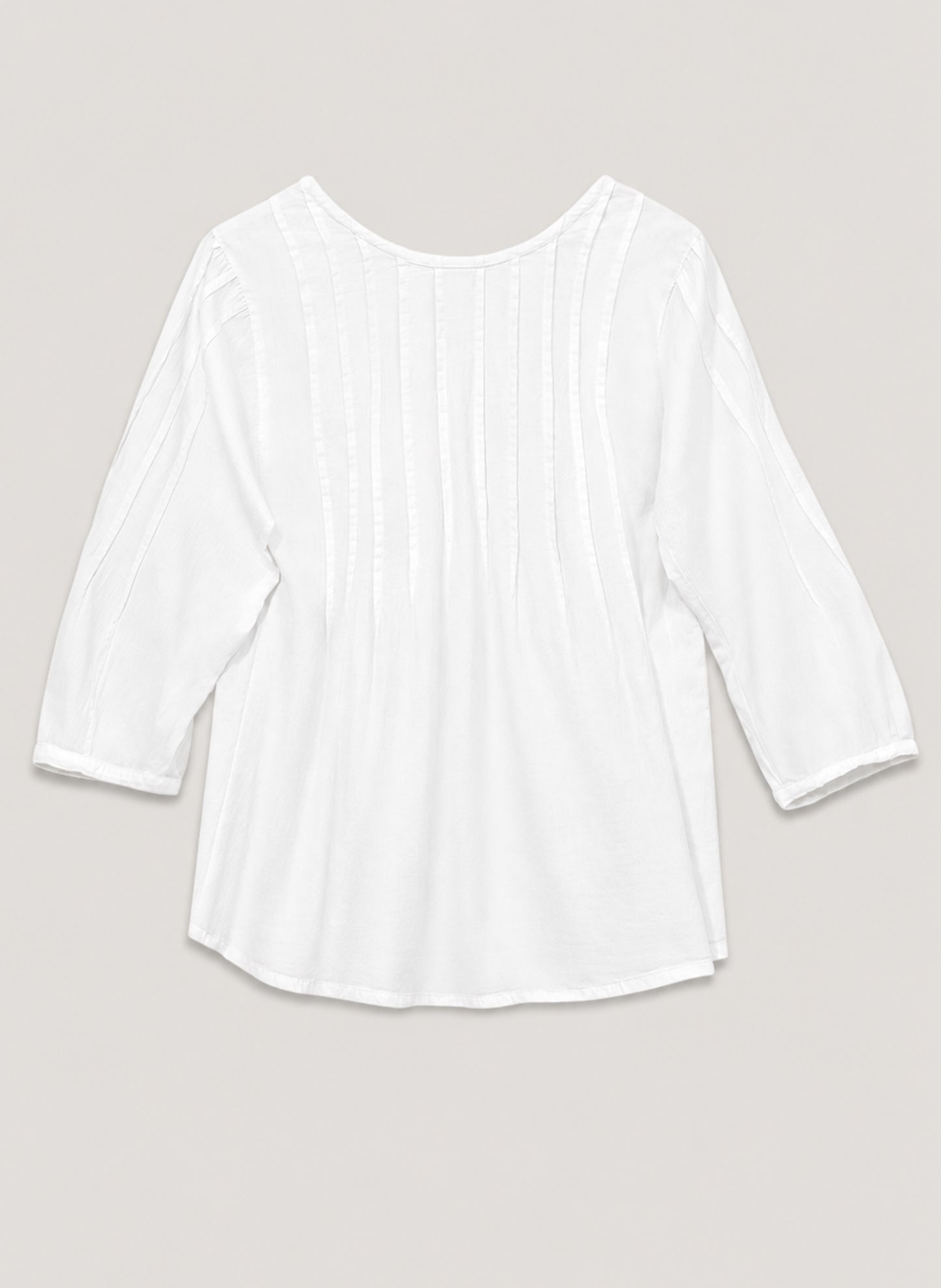 Pintucked Long Sleeve Top - White