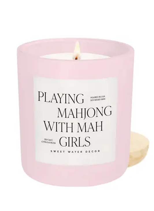 Sweet Water Decor Playing Mahjong with Mah Girls 15oz Soy Candle available at The Good Life Boutique