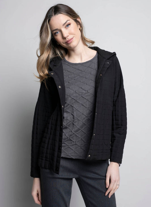 Picadilly Fashions Pleated Hooded Jacket - Black available at The Good Life Boutique