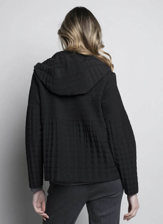 Picadilly Fashions Pleated Hooded Jacket - Black available at The Good Life Boutique