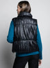 Picadilly Fashions Pleated Puffer Vest - Black available at The Good Life Boutique