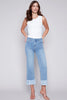 Charlie B Charlie B - Printed Cuffed Ankle Denim Pant - Lt. Blue available at The Good Life Boutique