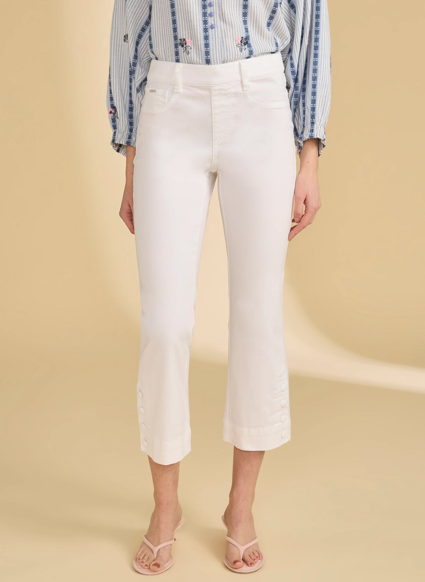French Dressing FDJ Pull-On Boot Crop Pants - White available at The Good Life Boutique