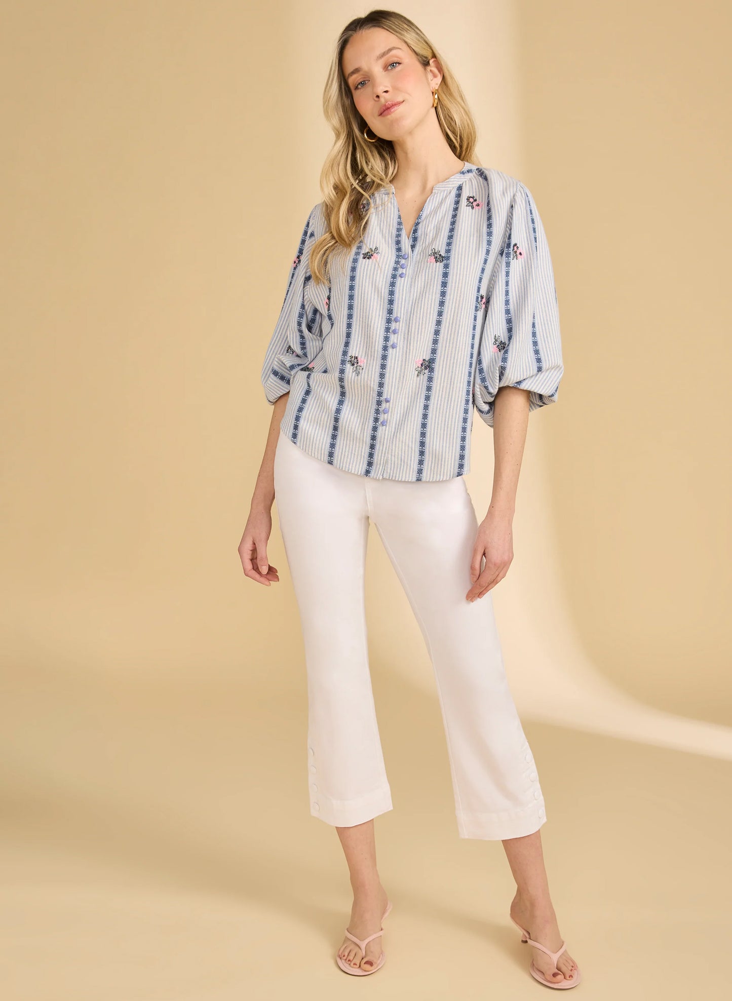 French Dressing FDJ Pull-On Boot Crop Pants - White available at The Good Life Boutique