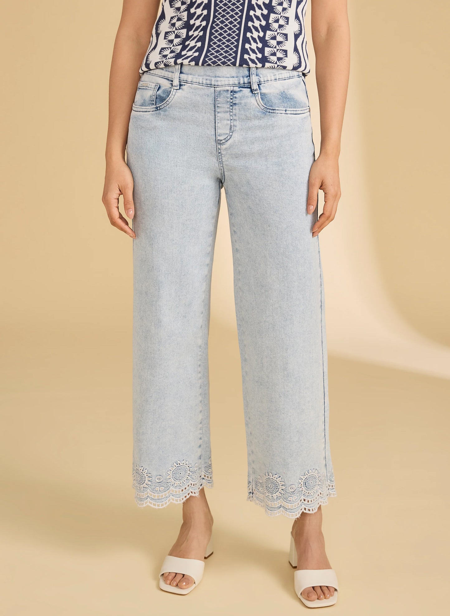 French Dressing FDJ Pull-On Wide Ankle Pant - Light Med available at The Good Life Boutique