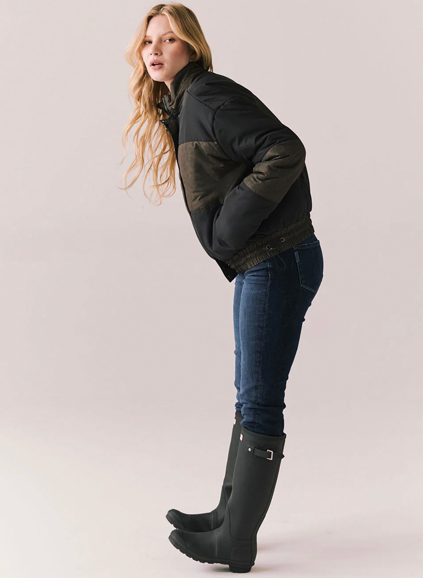 Chaser Quilted Outerwear Whistlerrr Puffer Jacket - Leopard Love & True Black available at The Good Life Boutique