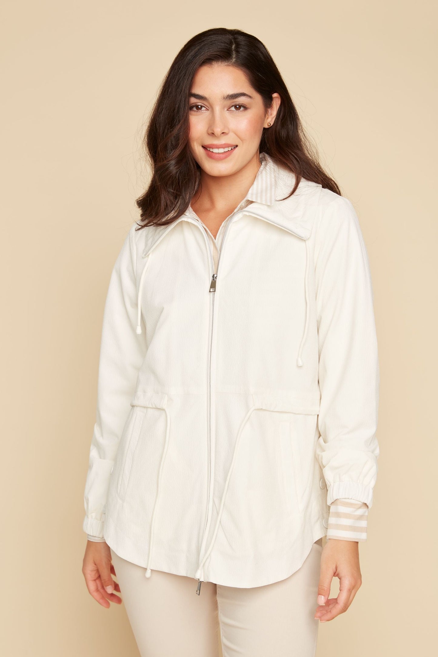 Renuar Collection Renuar - Woven Jacket - Creme available at The Good Life Boutique