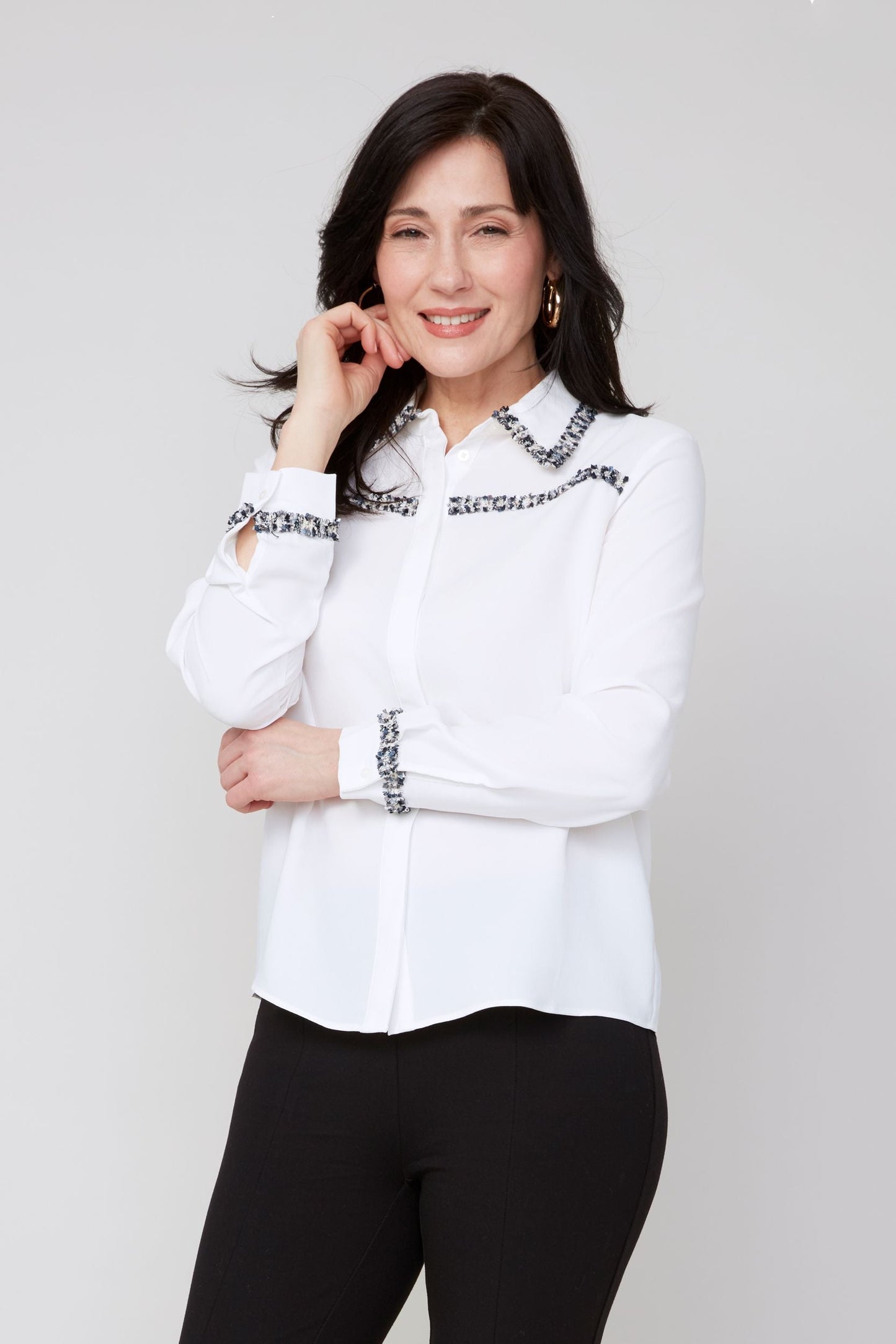 Renuar Collection Renuar - Woven Blouse - Creme available at The Good Life Boutique