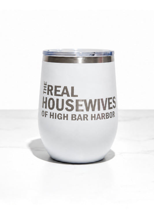 Good Judy's Print Shop Real Housewives Of High Bar Harbor Polar Camel Wine Tumbler - White available at The Good Life Boutique