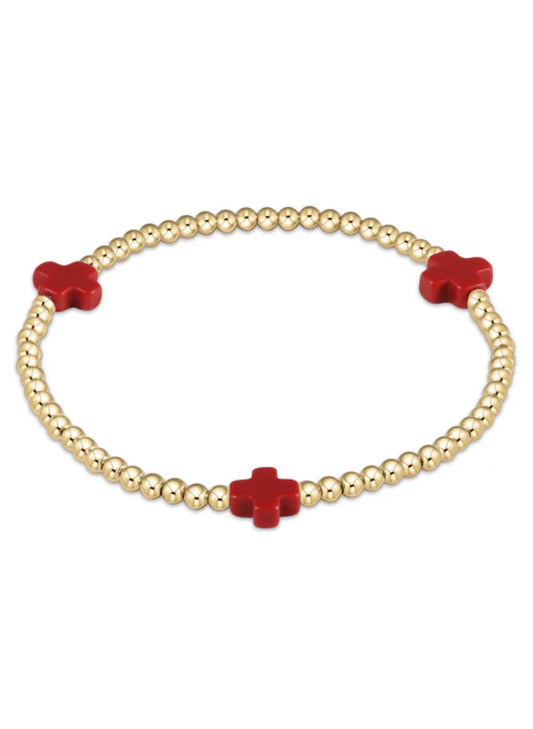 enewton design Enewton - Signature Cross Gold Pattern 3mm Bead Bracelet - Red available at The Good Life Boutique
