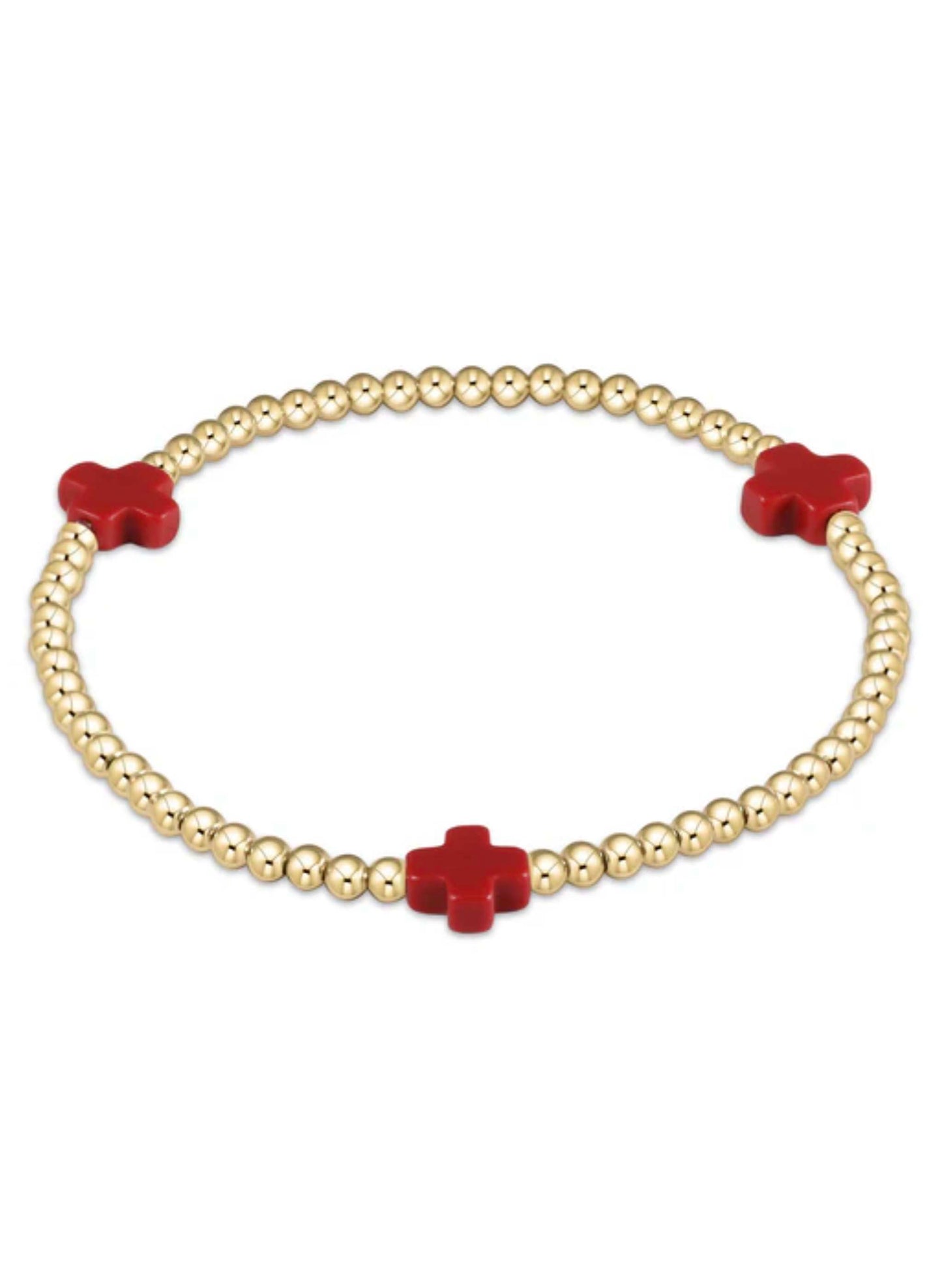 enewton design Enewton - Signature Cross Gold Pattern 3mm Bead Bracelet - Red available at The Good Life Boutique